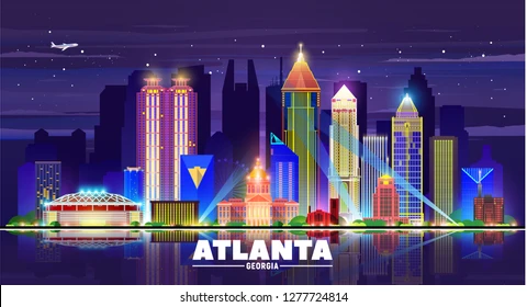 atlanta georgia night city skyline 260nw 1277724814